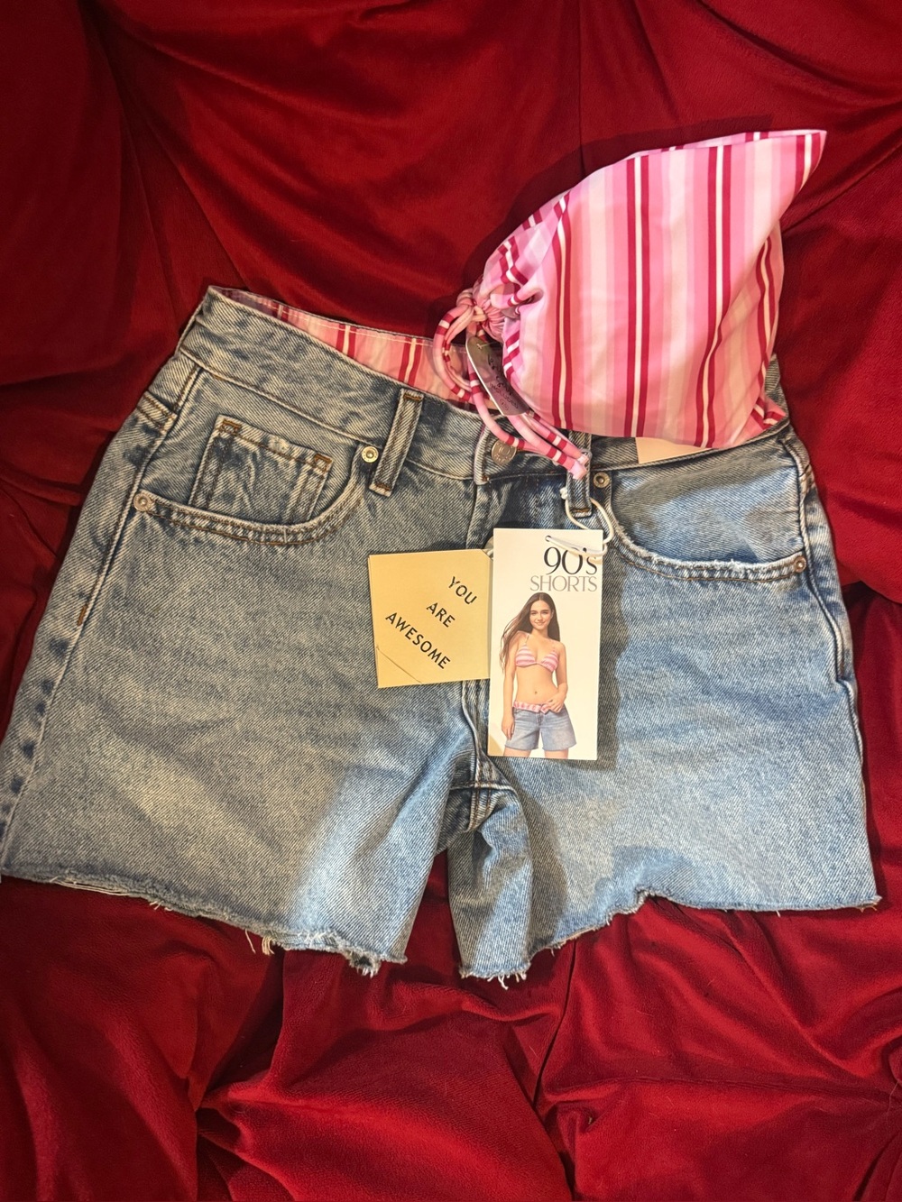 90's Style Light Blue Denim Cutoff Shorts